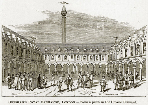 Королевская биржа Грэшема, Лондон (рисунок неизвестного художника)