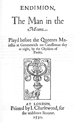 Титульная страница пьесы «Эндимион» (1591)