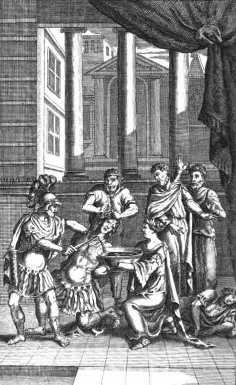 Смерть Хирона и Деметрия («Тит Андроник», акт V, сцена 2, издание "The Works of Mr. William Shakespeare" Николаса Роу 1709 года)
