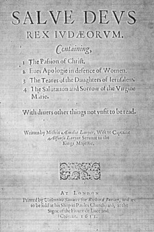 Титульный лист сборника Salve Deus Rex Judæaeorum Эмилии Ланьер («Слава тебе, Господь, царь иудейский», 1611)
